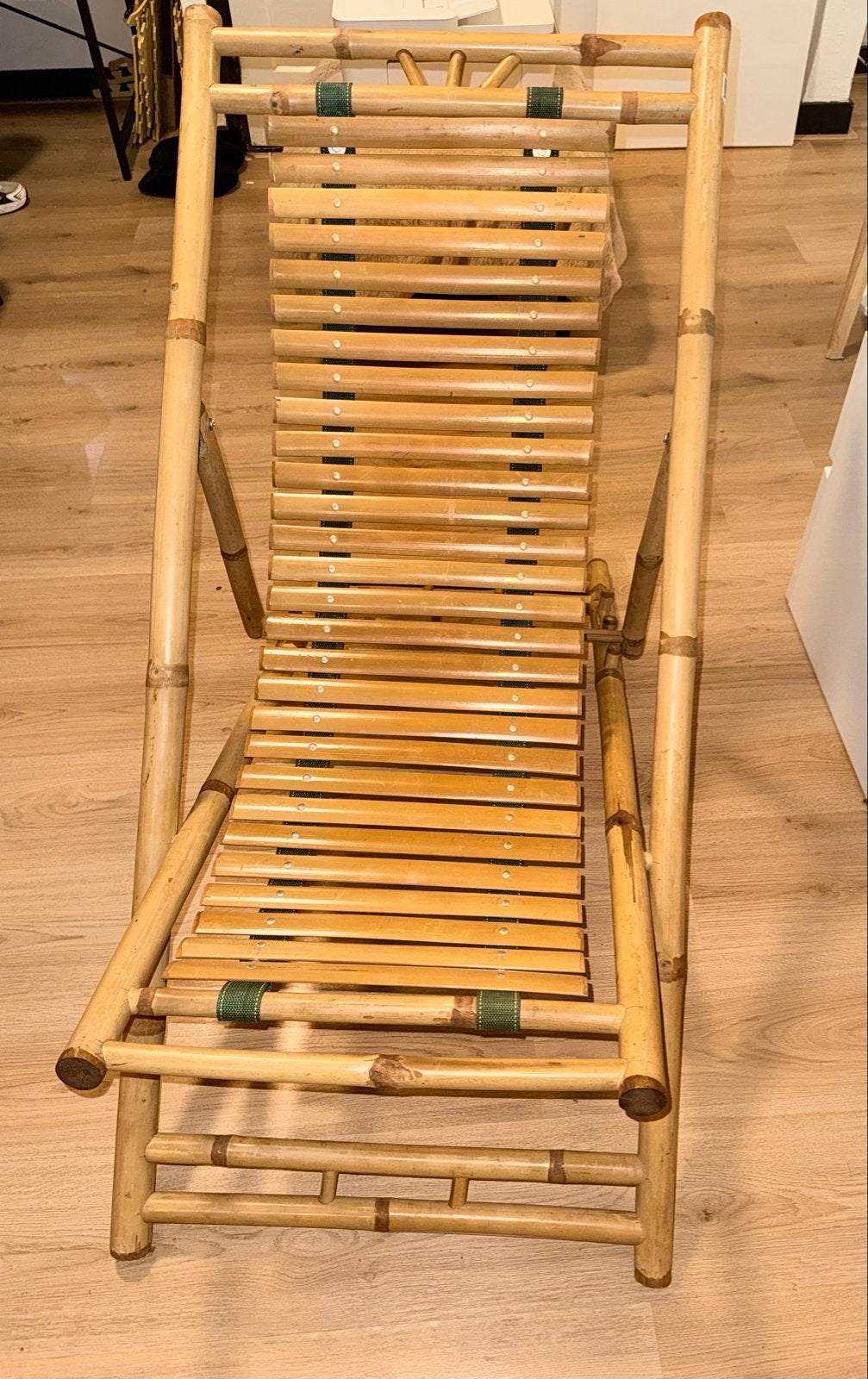 Vintage inklapbare bamboe ligstoel / ligbed, Ophalen