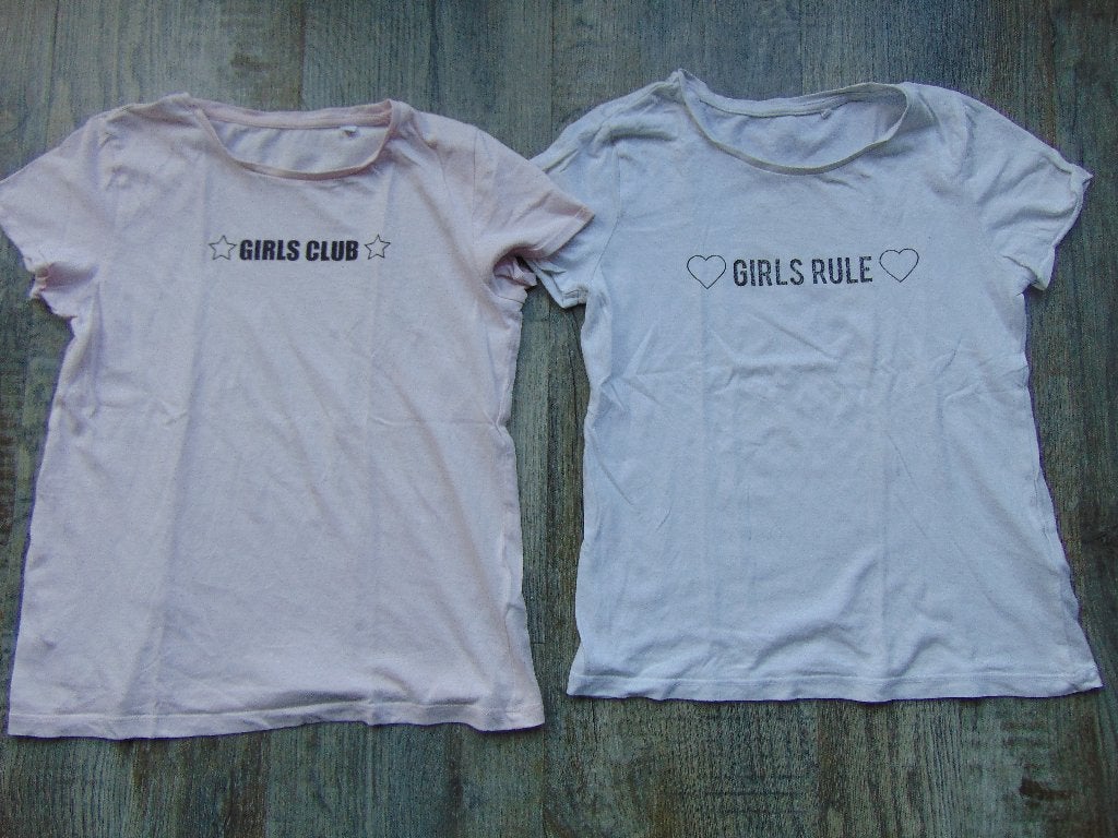 Set van 2 T-shirts maat 134 / 140 C&A shirts roze en wit, C&A, Meisje, Ophalen of Verzenden, Zo goed als nieuw