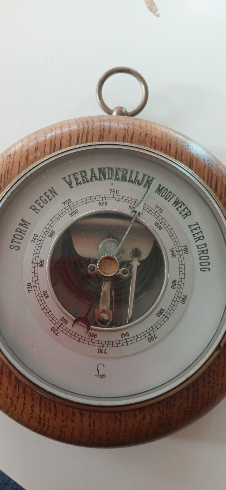 Vintage Barometer in Houten Behuizing, Ophalen, Gebruikt, Barometer