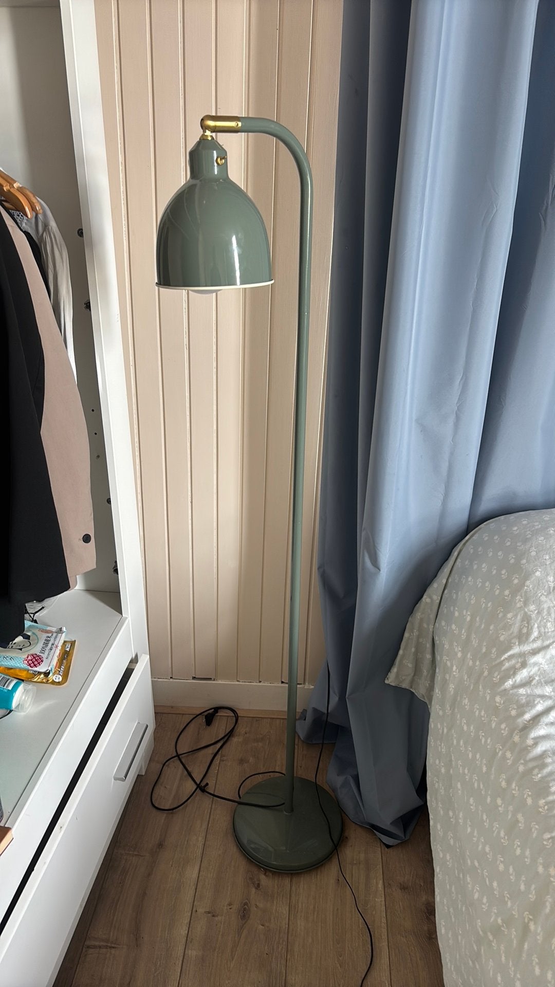 Groene vloerlamp, Huis en Inrichting, Lampen | Vloerlampen, Ophalen, Zo goed als nieuw, Metaal, 100 tot 150 cm