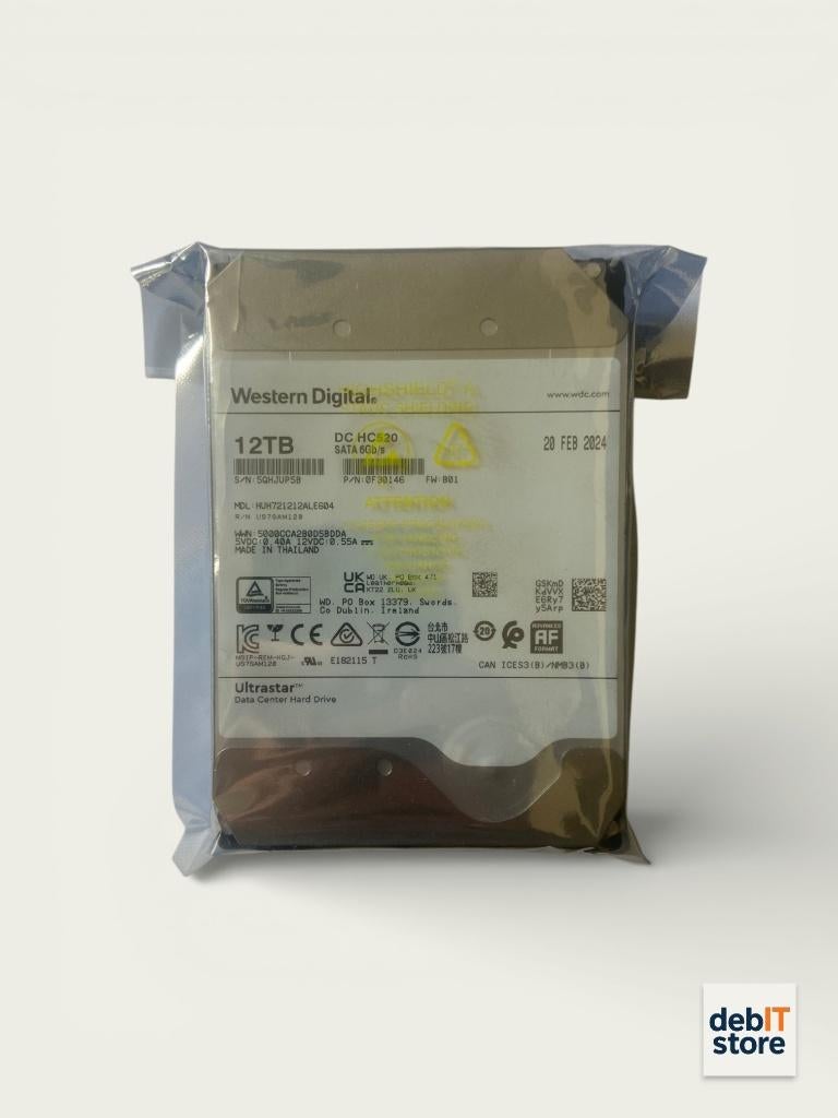 WD Ultrastar 12tb NAS - Server HDD (WD - DC HC520), Computers en Software, Harde schijven, 12tb, Nieuw, Info@debitstore.nl, Western Digital