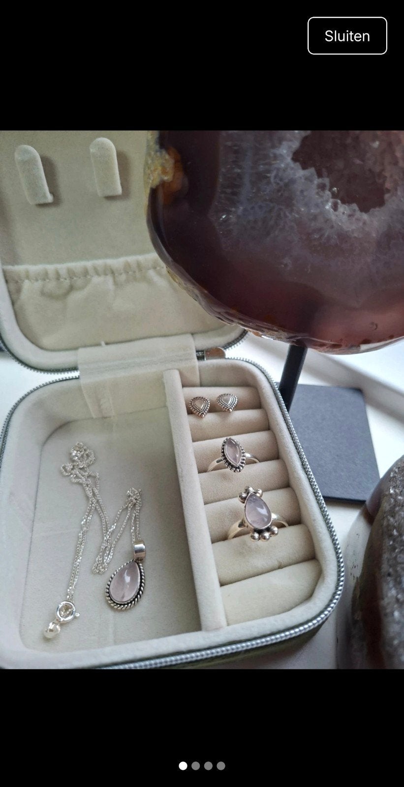 Rozenkwarts sieraden set, Ophalen of Verzenden, Nieuw, Roze
