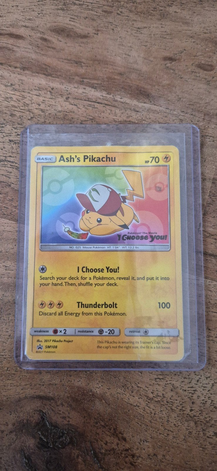 Ash's Pikachu Pokemon Kaart SM108 Promo, Ophalen of Verzenden, Zo goed als nieuw, Losse kaart