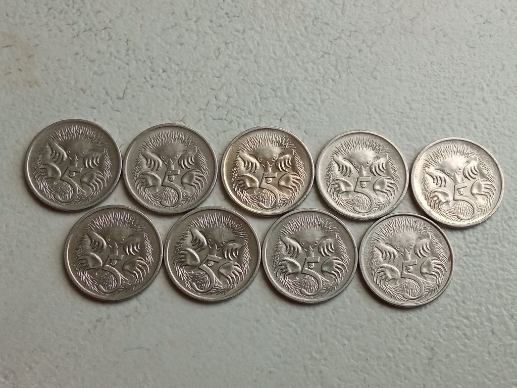 Australië 9 x 5 cent., Ophalen of Verzenden, Setje