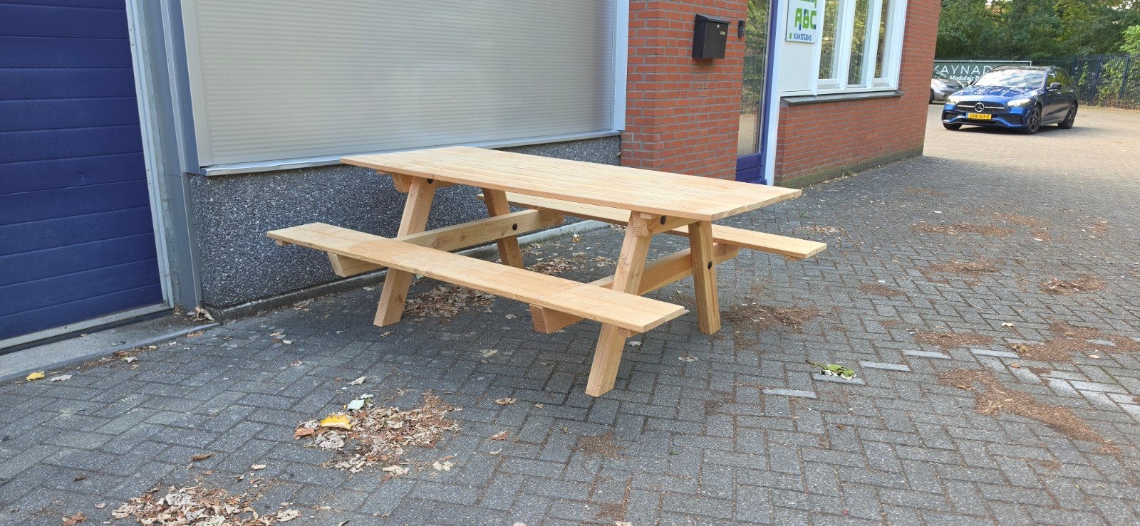 Robuuste Douglas houten picknicktafel voor buiten, Ophalen, Zo goed als nieuw, Rechthoekig, Hout