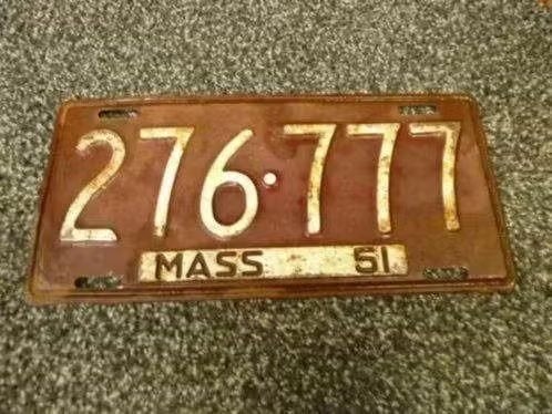 Kentekenplaat licenseplate Massachusetts 1951 USA, Verzenden, Gebruikt, Auto's