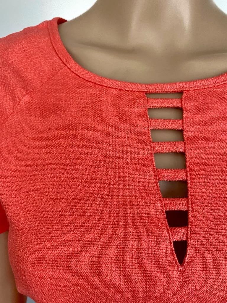 G191 Nieuw: Creme de la Creme mt XS=34 linnen jurk zalm-roze, Kleding | Dames, Jurken, Nieuw, Ophalen of Verzenden, Knielengte