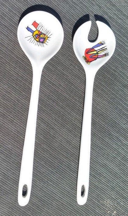 Porseleinen  Saladebestek Yong, Overige typen, Nieuw, Ophalen of Verzenden, Wit