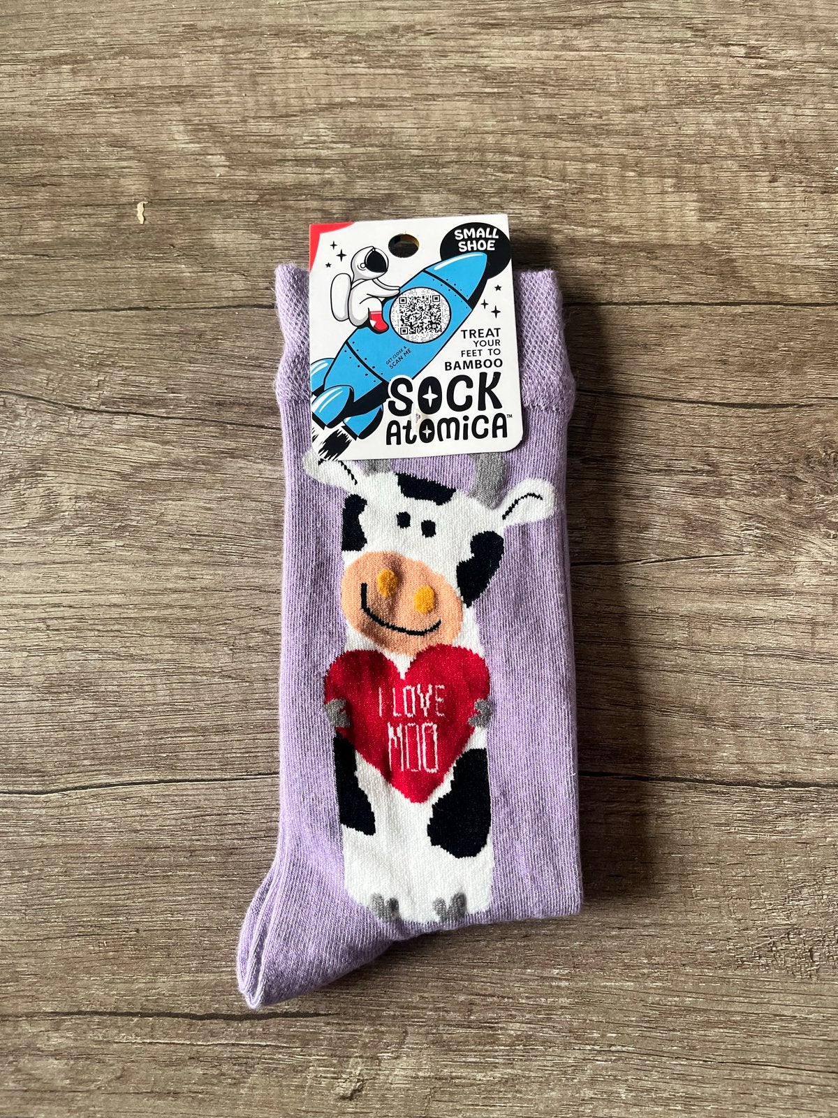 Sokken met koeienprint - "I Love Moo" - Maat 36-40, Kleding | Dames, Sokken en Kniesokken, Overige kleuren, Nieuw, Ophalen of Verzenden