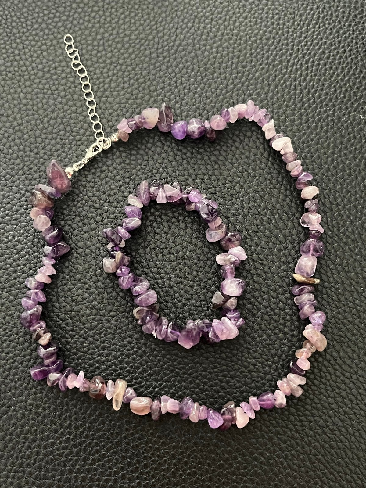 Nieuw Amethist Split Armband en Ketting Set, Paars, Nieuw, Ophalen of Verzenden, Steen of Mineraal