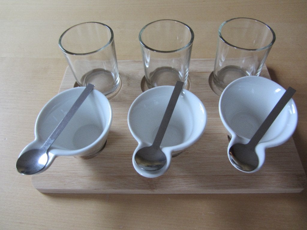 Amuse set driedelig (met glaasje, lepeltje, kommetje), Huis en Inrichting, Keuken | Servies, Keramiek, Nieuw, Ophalen of Verzenden
