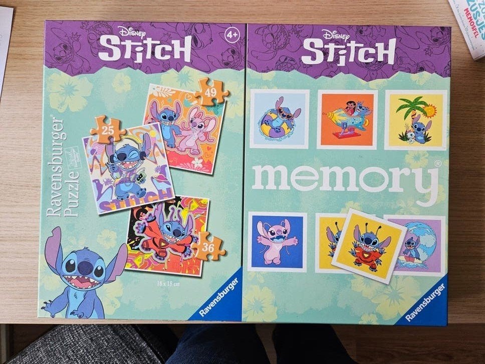Stich memory en 3 puzzels, Ophalen of Verzenden, 10 tot 50 stukjes, Zo goed als nieuw, 4 tot 6 jaar