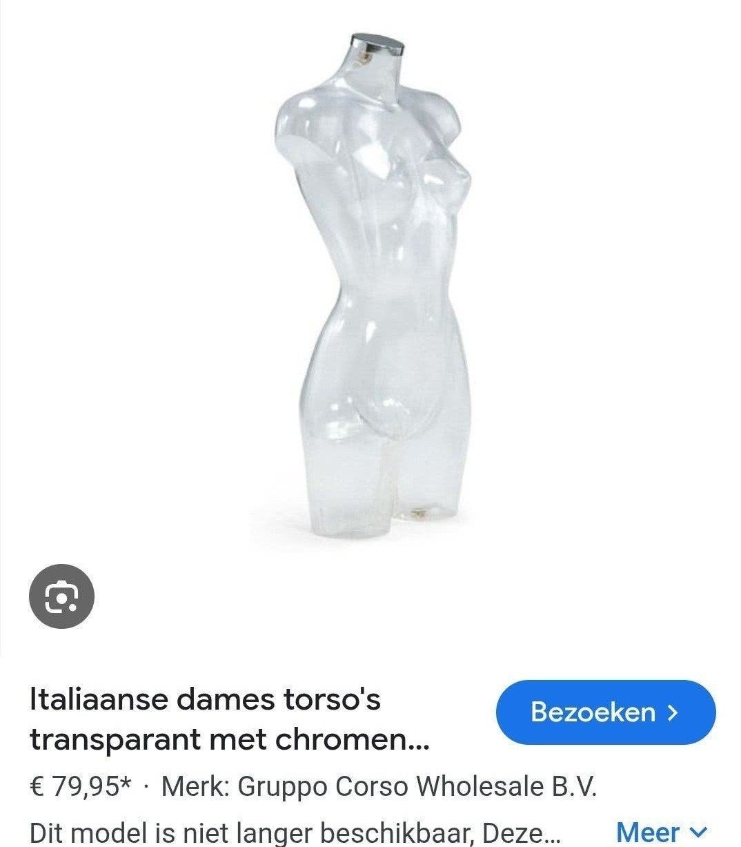 Transparante dames paspop, Ophalen, Paspop