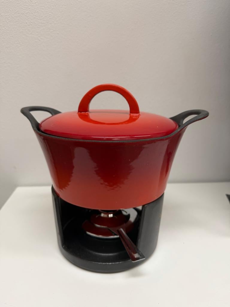 Hackman Finland Gietijzeren Fondueset - Rood, Ø 20 cm, Ophalen, Zo goed als nieuw, Brander, Fondueset