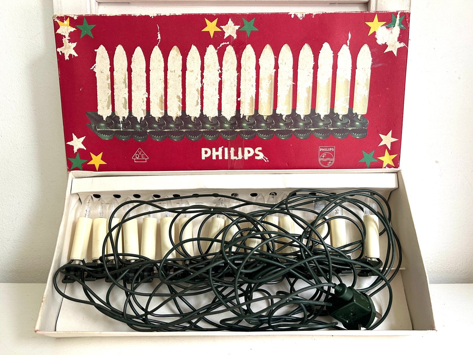 Vintage Philips W15 kerstboomverlichting 15 kaars lampjes, Ophalen