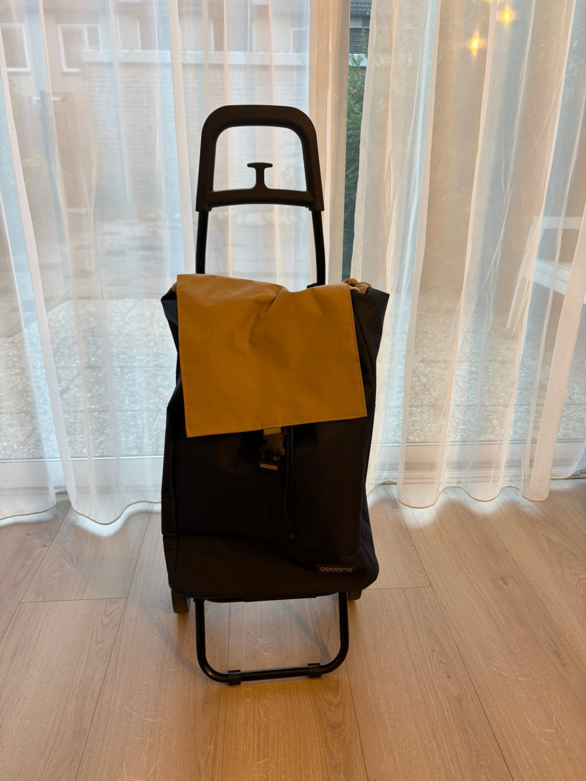 Boodschappentrolley met wielen – zwart/beige, Gebruikt, 20 tot 30 cm, Blauw, Minder dan 40 cm