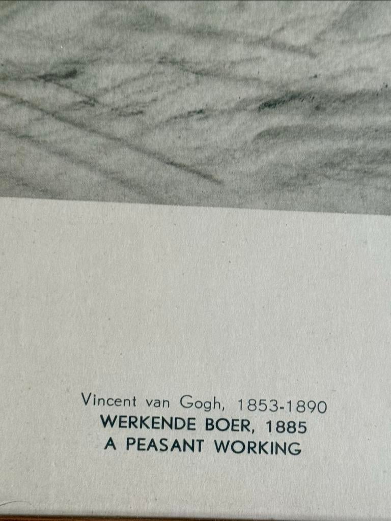 Ingelijste reproductie van Van Gogh's 'Werkende Boer', Antiek en Kunst, Ophalen of Verzenden