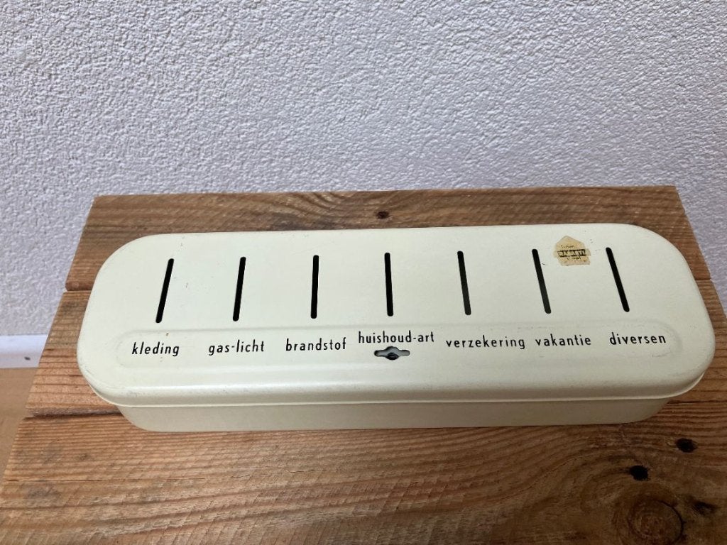 het iconische Brabantia huishoud spaarblikje, Verzamelen, Spaarpotten, Ophalen of Verzenden, Gebruikt, Metaal of Blik, Overige thema's