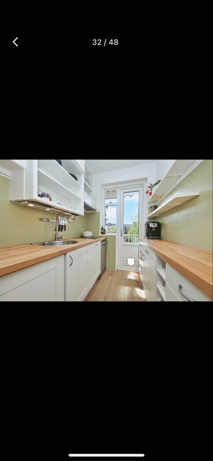 Gezellige keuken met houten blad, Ophalen, Gebruikt, Wit, Dubbelwandige keuken