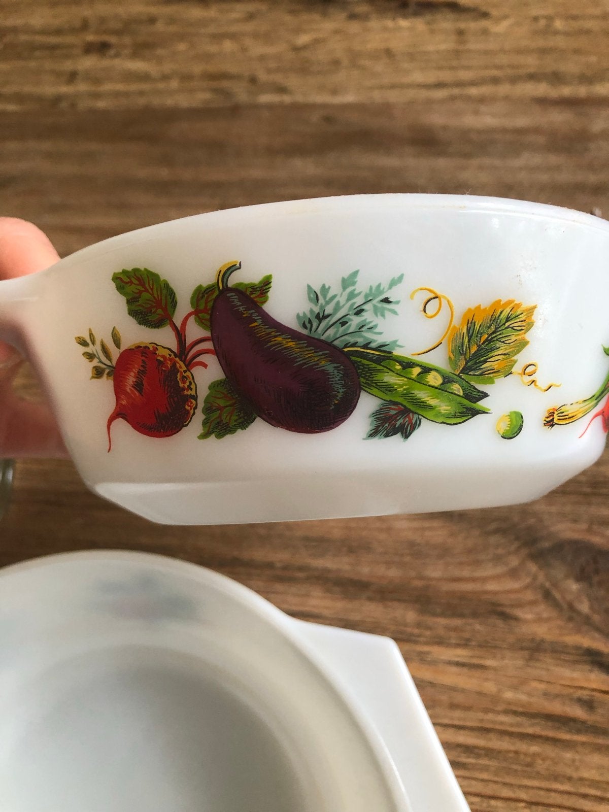 Vintage Pyrex Ovenschaal met Groentepatroon, Ophalen of Verzenden
