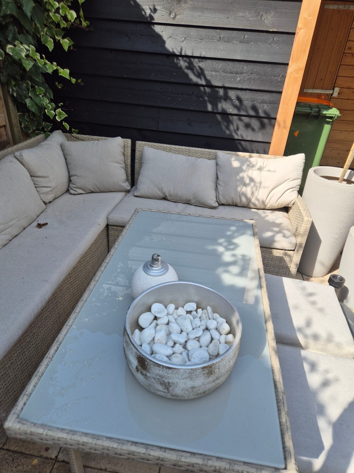 Decoratie op tuintafel setje inclusief stenen, Tuin en Terras, Ophalen, Bloeit niet, Overige soorten