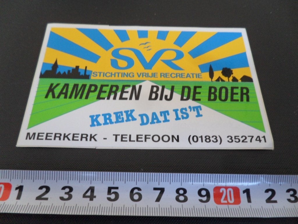 sticker kamperen bij de boer SVR krek dat is 't meerkerk, Ophalen, Zo goed als nieuw