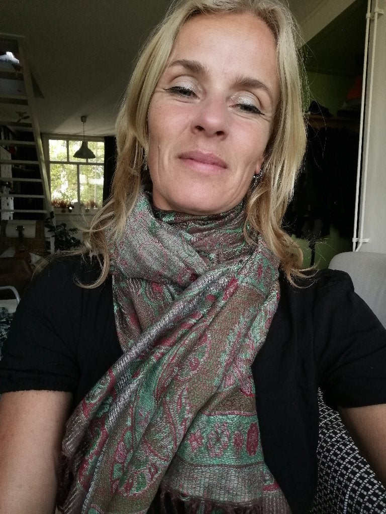 Nieuwe pashmina sjaal bruin/groen/rood 172x70 cm, Ophalen of Verzenden, Nieuw, Maat 46/48 (XL) of groter, Sjaal