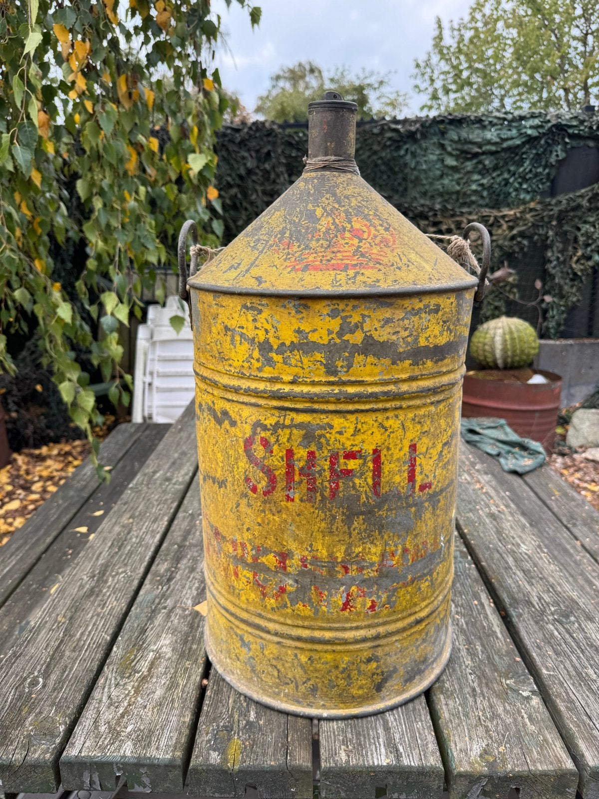 Antieke Shell Oliekan - Vintage Garage Decoratie, Verzamelen, Gebruikt, ., ., .