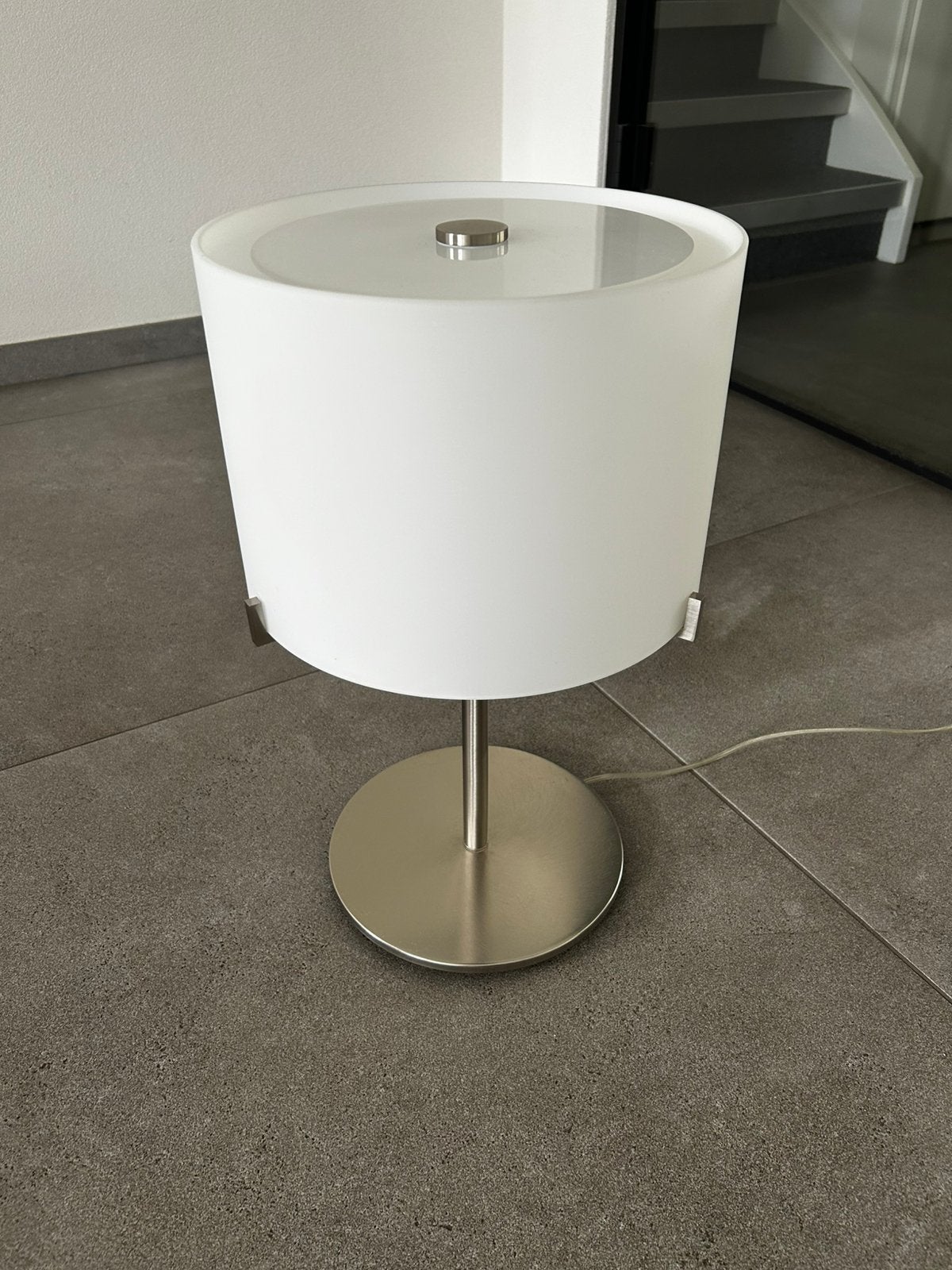 Prandina CPL T30 design dimbare glazen rvs lamp 50 cm hoog, Ophalen, Zo goed als nieuw, Tafellamp