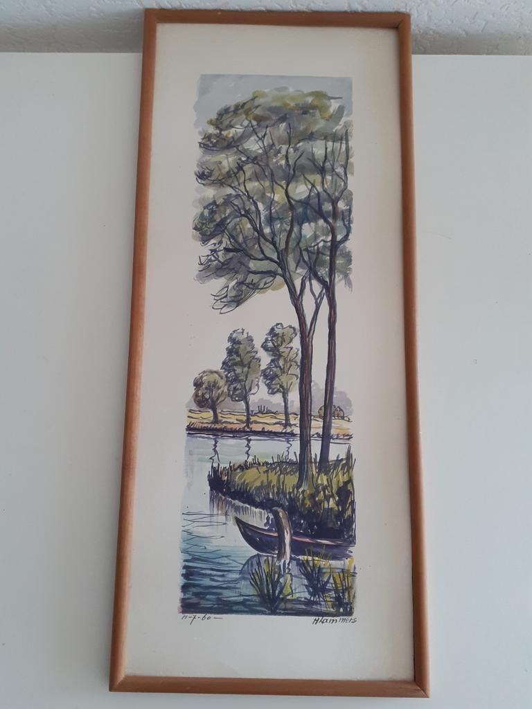 Aquarel landschap, Antiek en Kunst, Kunst | Litho's en Zeefdrukken, Ophalen