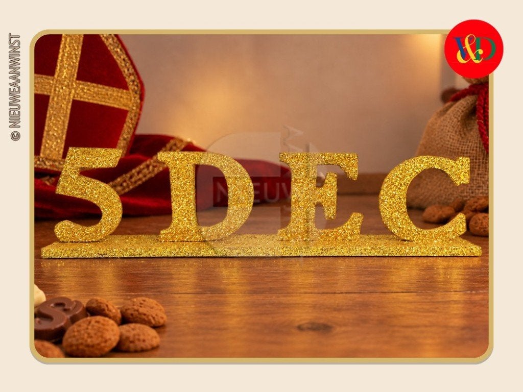 Nostalgisch V&D tekstbord ‘5 DEC’ Sinterklaas - 45cm, Diversen, Verzenden, Zo goed als nieuw