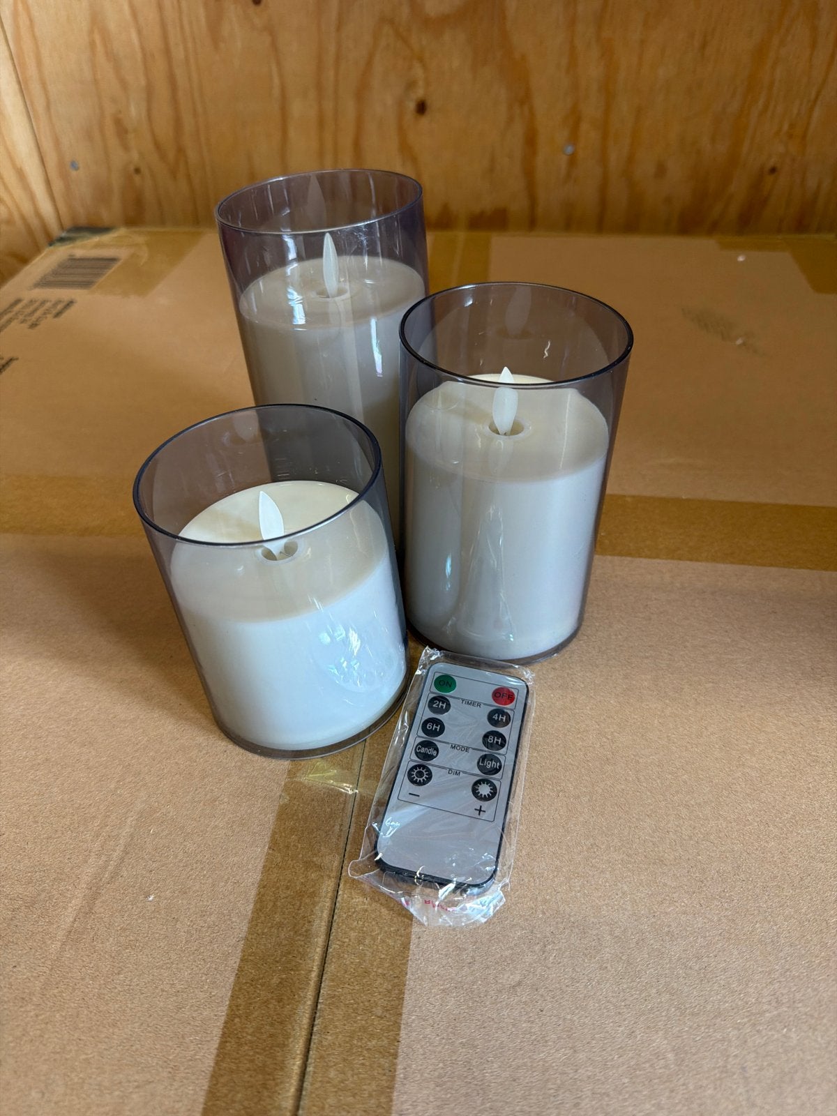 Set van 3 LED kaarsen met afstandsbediening, Kunststof, Nieuw, Ophalen of Verzenden, Kaars