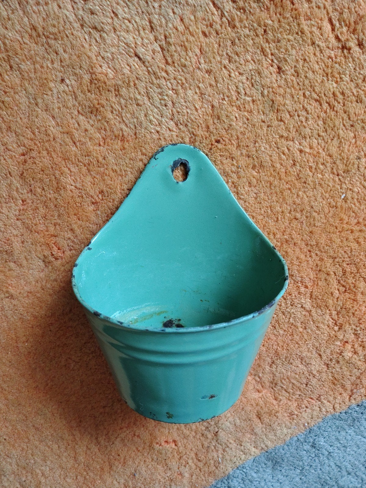 Vintage geëmailleerde wandbakje/potje - mintgroen, Antiek en Kunst, Ophalen of Verzenden
