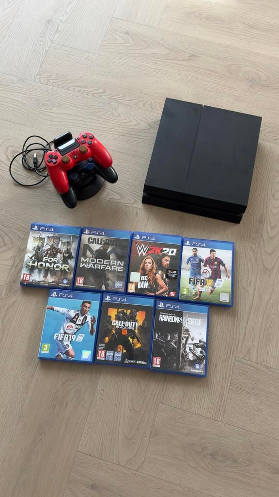 PlayStation 4 (PS4) Original met 1 controller en 7 games, Ophalen of Verzenden, Met 1 controller, Original, 500 GB