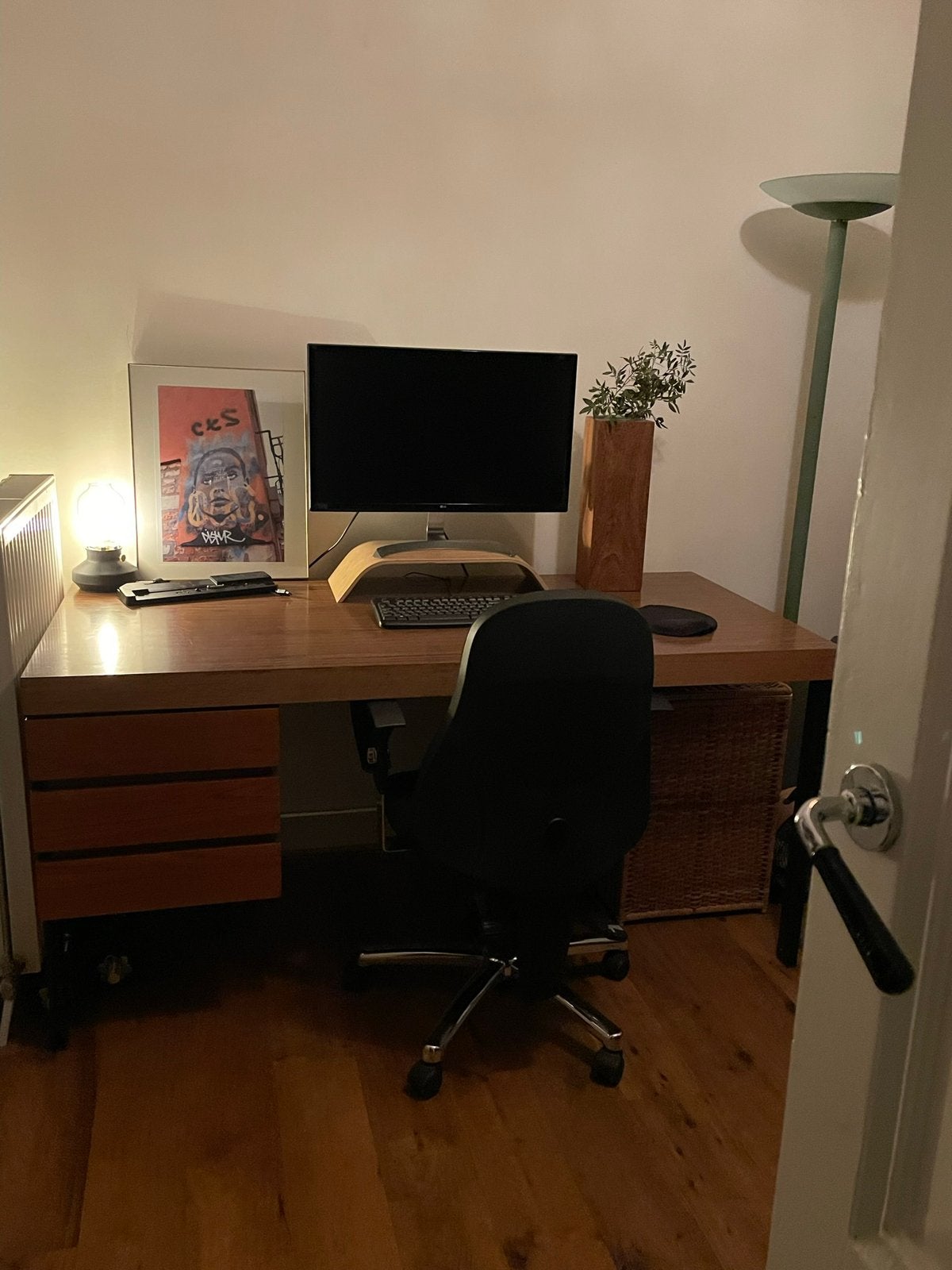 Mooi Mid-Century Vintage Bureau (Jaren '50/'60), Ophalen, Gebruikt, Bruin, Computerbureau