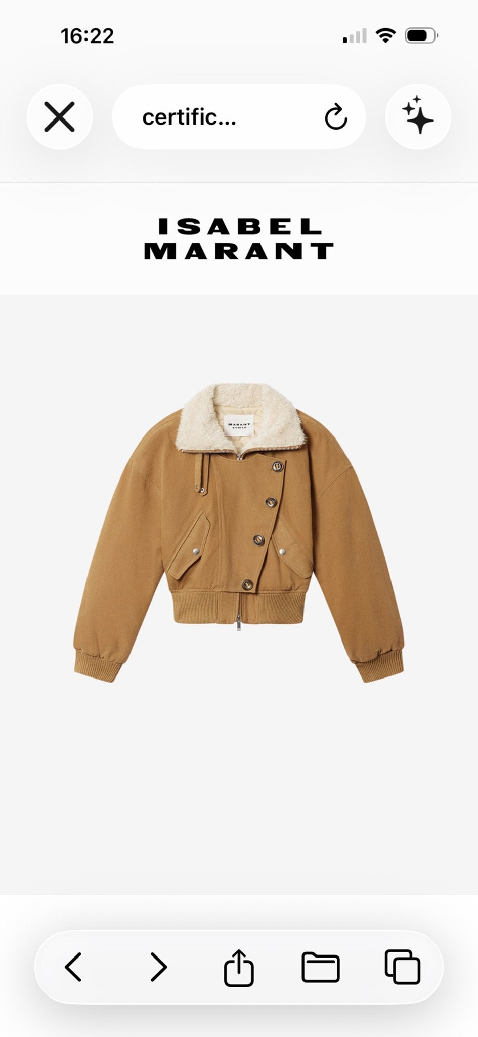 Isabel Marant Etoile bomberjack met teddy kraag, Ophalen of Verzenden, Zo goed als nieuw, Maat 38/40 (M), Bruin