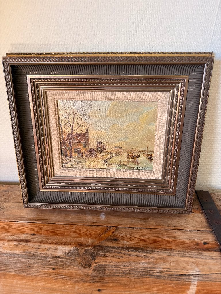 Mooi winterlandschap Schilderij, Ophalen, Doek, Oud hollands, Landschap