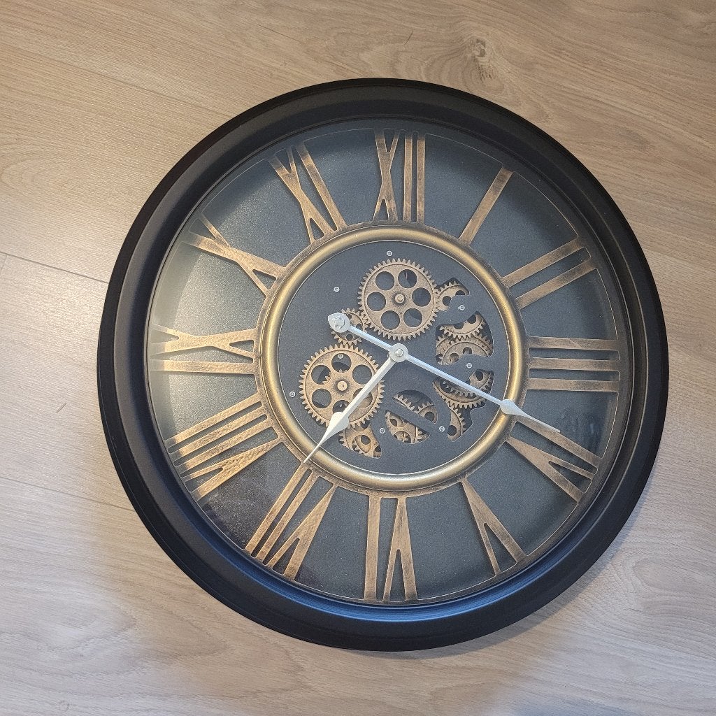 Wandklok industrieel., Ophalen, Wandklok, Zo goed als nieuw, Industrieel