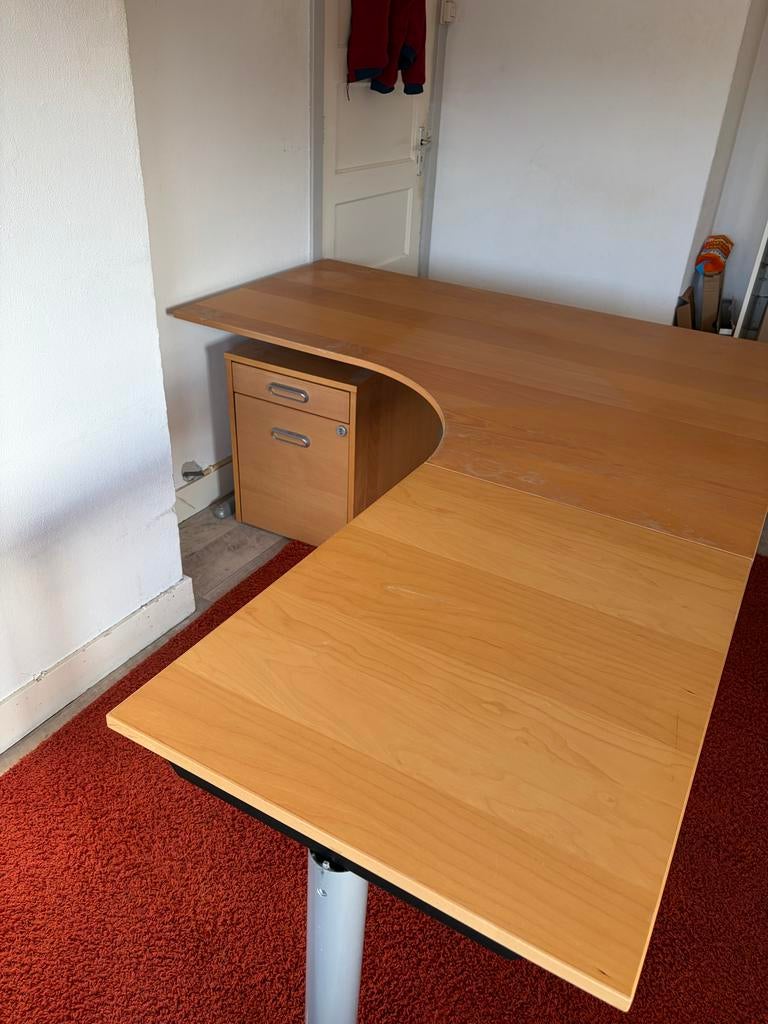 Hoekbureau licht houtkleur, Ophalen, Gebruikt, Hout, Hoekbureau