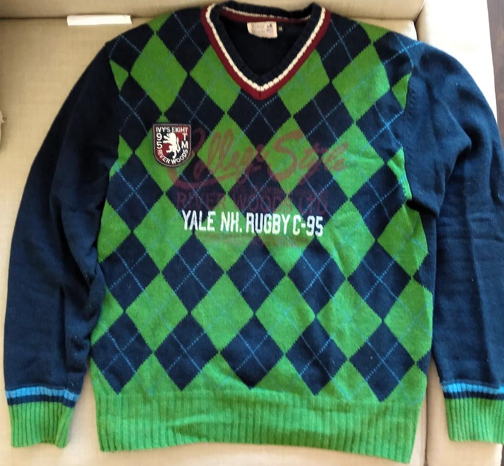 River Woods Gekaard Wollen Gebreide V-neck Kabelsweater, Kleding | Heren, Truien en Vesten, Overige maten, Ophalen of Verzenden