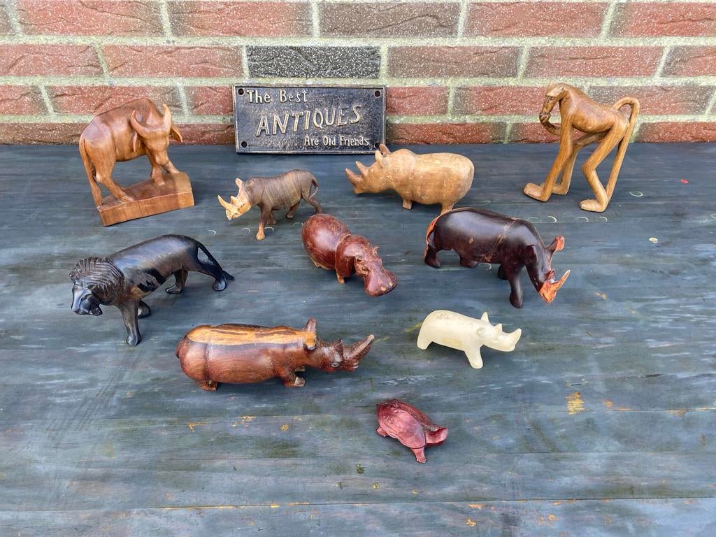 Schitterende houten beelden van  wilde dieren!, Antiek en Kunst, Ophalen of Verzenden