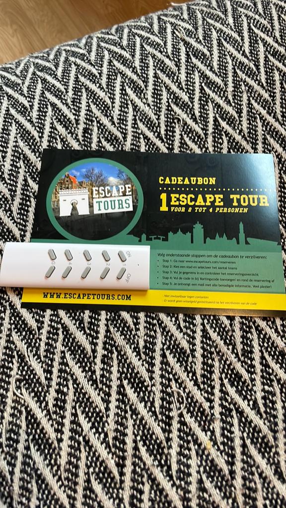 Cadeau bon voor escape tours, Eén persoon, Cadeaubon