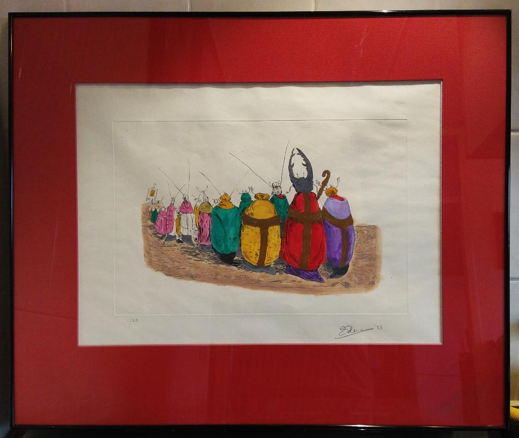 Grote kleuren ets met fabeldieren naar Grandville, 2000 tot heden, Ets, Ophalen of Verzenden, Origineel