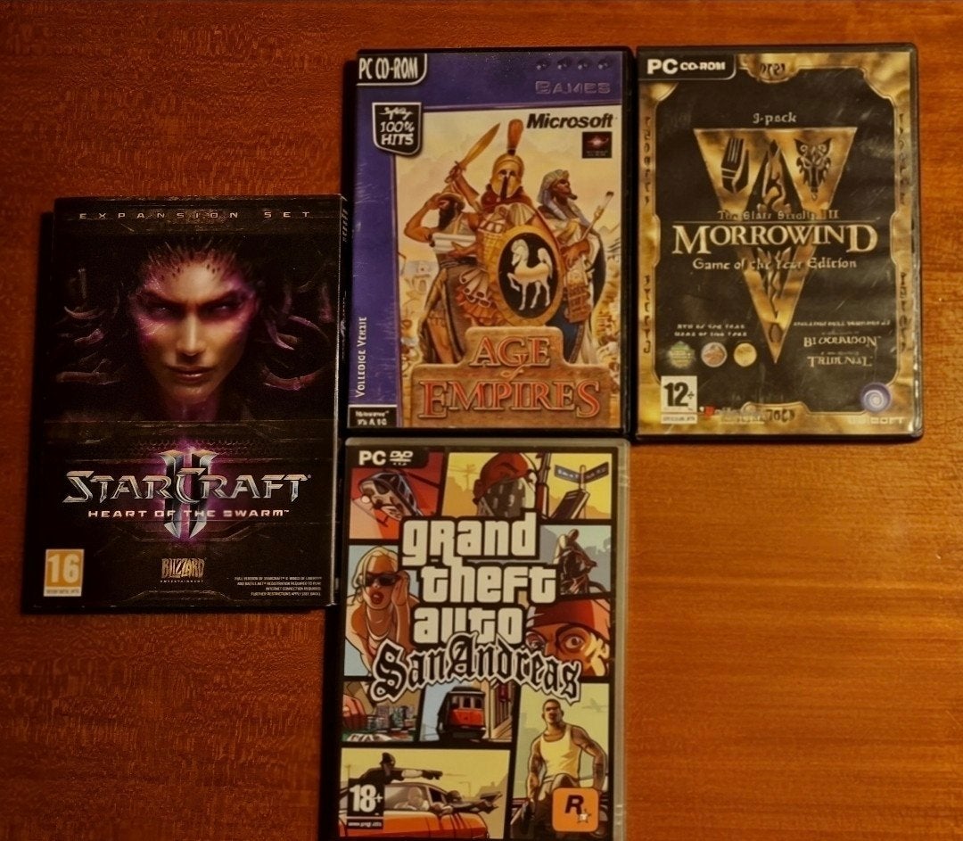 PC Games StarCraft Age of Empires Morrowind GTA San Andreas, Spelcomputers en Games, Gebruikt, Vanaf 18 jaar, Overige genres, 1 speler