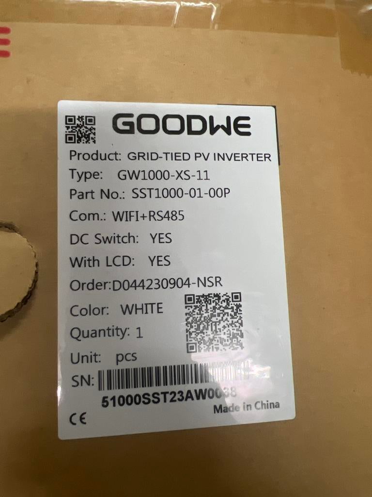 GoodWe GW1000-XS-11 Grid-Tied PV Inverter - Nieuw, Doe-het-zelf en Verbouw, Zonnepanelen en Toebehoren, Ophalen of Verzenden, Nieuw