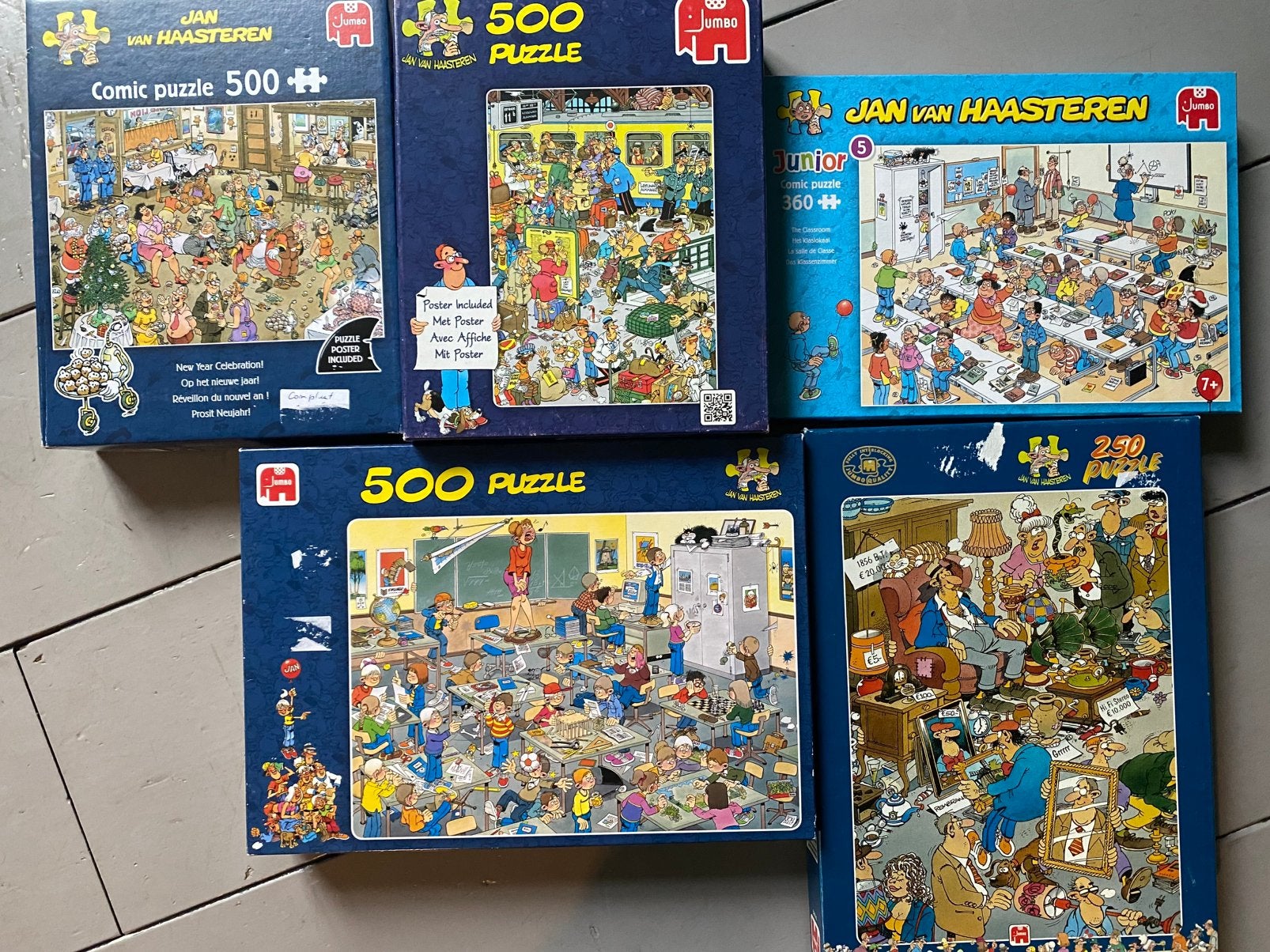 Jan van Haasteren 250 360 500, Hobby en Vrije tijd, Denksport en Puzzels, Ophalen of Verzenden, Minder dan 500 stukjes, Zo goed als nieuw