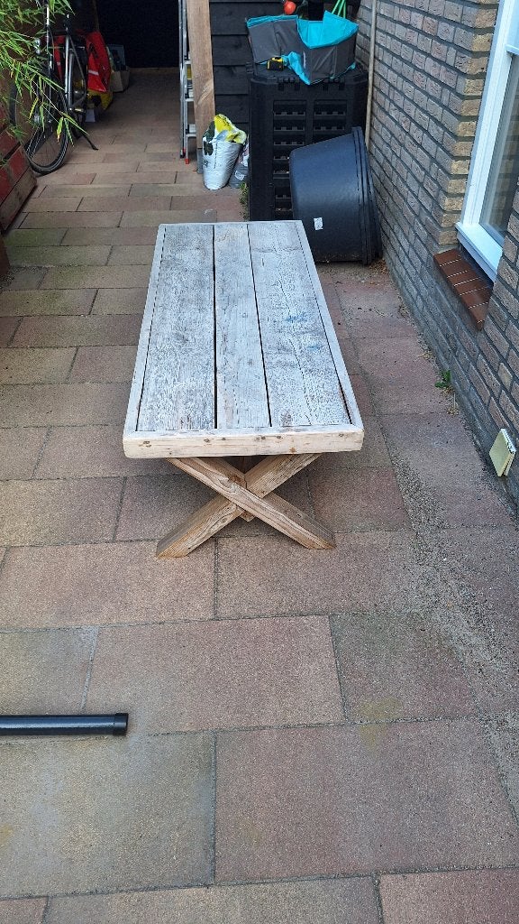 Tuintafel salontafel, Tuin en Terras, Ophalen, Gebruikt, Rechthoekig, Hout
