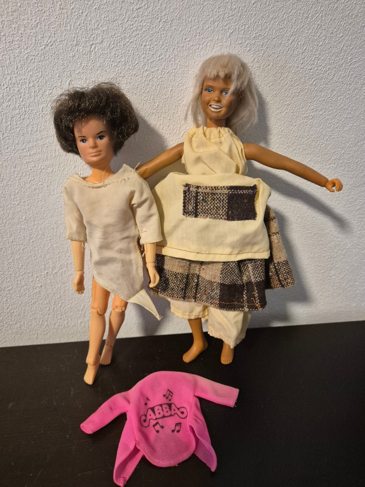 Vintage Barbie poppen (2 stuks) met ABBA kleding, Ophalen of Verzenden, Gebruikt, Barbie