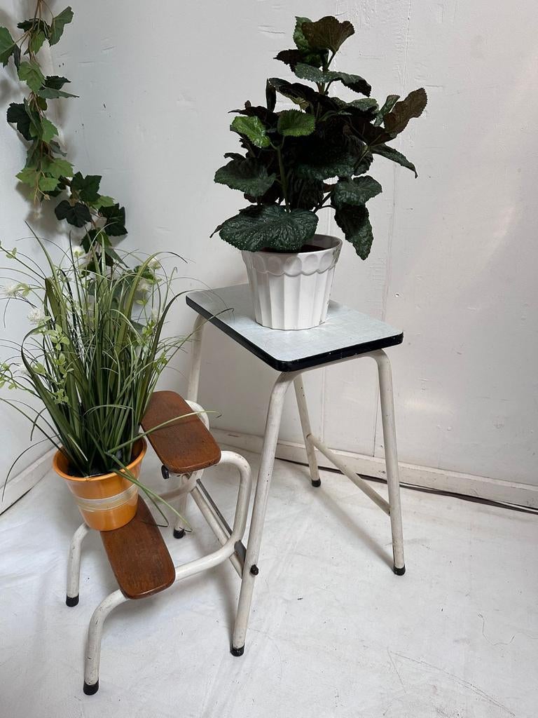 Huishoudtrap vintage uitklapbaar trapje Brabantia kruk wit, Ophalen, Nvt, Nvt, Nvt