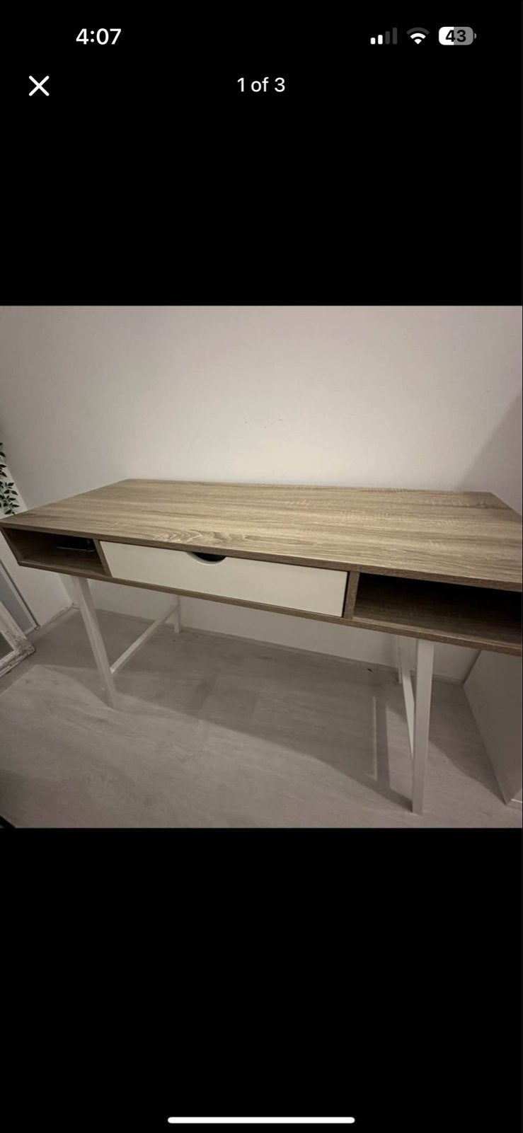 Jysk abbetved 48x120 licht eiken wit bureau, Ophalen, Gebruikt, Met lades, Spaanplaat of MDF